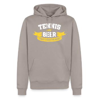 TENNIS AND BEER - THAT'S WHY I'M HERE - Men’s Premium Organic Hoodie - taupe - Front - Nico (187cm)