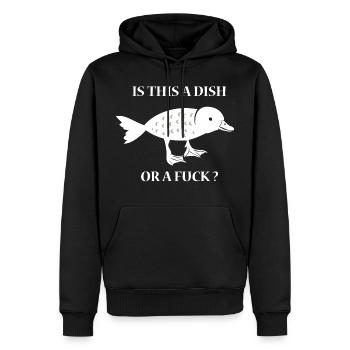 Dish or Fuck - Poisson ou Canard - Canard et Poisson - Sweat à capuche Premium bio Homme - noir - Devant - Nico (187cm)