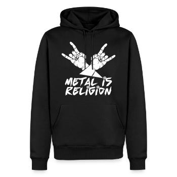 Heavy Metal Spruch Metal Is Religion Headbanger - Männer Premium Bio Hoodie - Schwarz - Vorne - Nico (187cm)