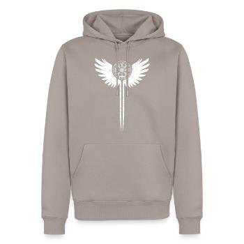 Walküren Flügel Vegvisir Runenkompass Wikinger - Männer Premium Bio Hoodie - Taupe - Vorne - Nico (187cm)