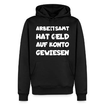 Arbeitsamt Geld Konto | Lustiger Spruch | Geschenk - Männer Premium Bio Hoodie - Schwarz - Vorne - Nico (187cm)