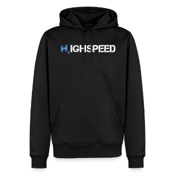 Highspeed Wasserstoff - Männer Premium Bio Hoodie - Schwarz - Vorne - Nico (187cm)