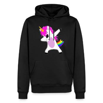 The Dabbing Unicorn - tanzendes Einhorn - Männer Premium Bio Hoodie - Schwarz - Vorne - Nico (187cm)