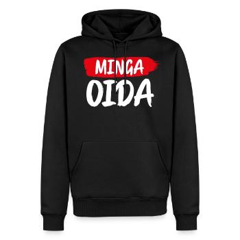MINGA OIDA | MÜNCHEN | GESCHENK | ROT - Männer Premium Bio Hoodie - Schwarz - Vorne - Nico (187cm)