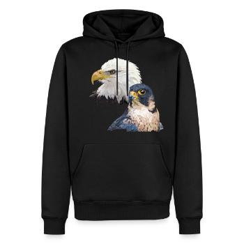 Wanderfalke und amerikanische Zigarre - Männer Premium Bio Hoodie - Schwarz - Vorne - Nico (187cm)