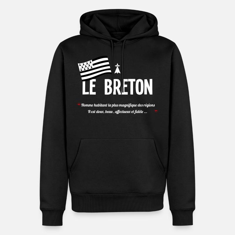Le breton - Sweat à capuche Premium bio Homme - noir