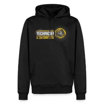Techniker - Männer Premium Bio Hoodie - Schwarz - Vorne - Nico (187cm)