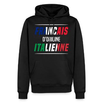Français d'origine italienne - Sweat à capuche Premium bio Homme - noir - Devant - Nico (187cm)