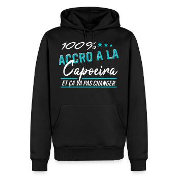 Capoeira - Sweat à capuche Premium bio Homme - noir - Devant - Nico (187cm)