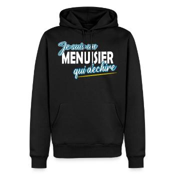 Menuisier - Sweat à capuche Premium bio Homme - noir - Devant - Nico (187cm)