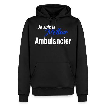 ambulancier cadeau humour ambulancier - Sweat à capuche Premium bio Homme - noir - Devant - Nico (187cm)