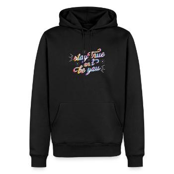 StayTrueAndBeYou - Sweat à capuche Premium bio Homme - noir - Devant - Nico (187cm)