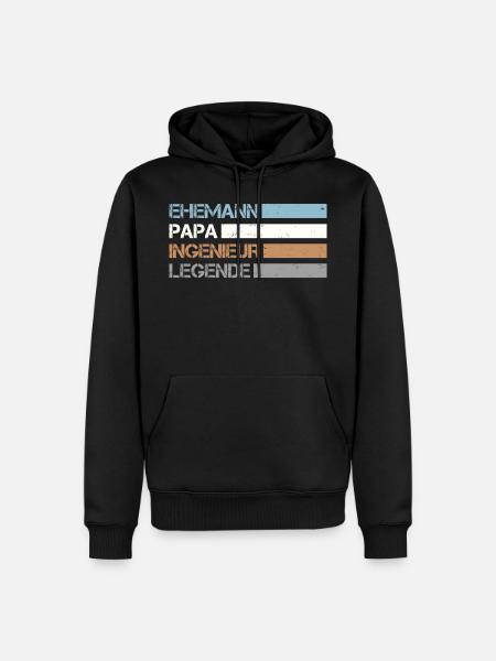Retro Ehemann Papa Ingenieur Legende - Männer Premium Bio Hoodie - Schwarz