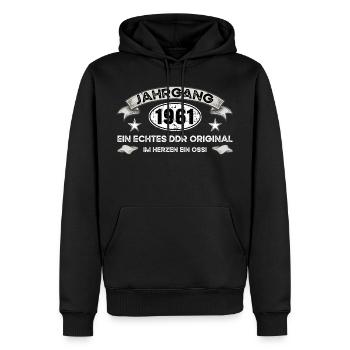 Jahrgang 1961 DDR Geburtstag Ossi - Männer Premium Bio Hoodie - Schwarz - Vorne - Nico (187cm)