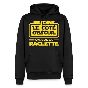 HUMOUR RACLETTE - Sweat à capuche Premium bio Homme - noir - Devant - Nico (187cm)