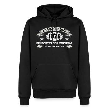 Jahrgang 1976 DDR 45. Geburtstag Ostdeutschland - Männer Premium Bio Hoodie - Schwarz - Vorne - Nico (187cm)