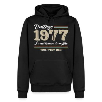 1977 année de naissance et cadeau d'anniversaire - Sweat à capuche Premium bio Homme - noir - Devant - Nico (187cm)