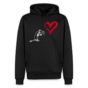 Graffiti coeur de street art rat - Sweat à capuche Premium bio Homme - noir - Devant - Nico (187cm)