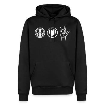 Peace Love Rock 'n' Roll Musikliebhaber - Männer Premium Bio Hoodie - Schwarz - Vorne - Nico (187cm)
