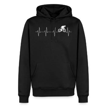 Rennrad Herzschlag Fahrrad - Männer Premium Bio Hoodie - Schwarz - Vorne - Nico (187cm)
