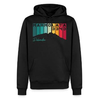 Marmolata Marmolada Dolomiten Dolomiti 3343 Wander - Männer Premium Bio Hoodie - Schwarz - Vorne - Nico (187cm)