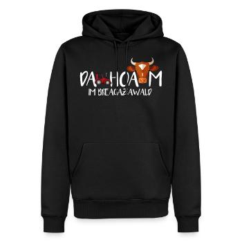 Vorarlberg Heimat Spruch Dahoam Bregenzerwald - Männer Premium Bio Hoodie - Schwarz - Vorne - Nico (187cm)