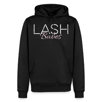 Lash Babes Wimpernkünstler Wimperntechnik - Männer Premium Bio Hoodie - Schwarz - Vorne - Nico (187cm)