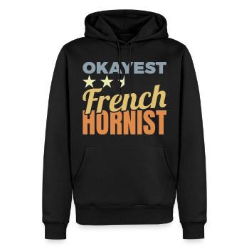 Joueur de cor moyen - Sweat à capuche Premium bio Homme - noir - Devant - Nico (187cm)