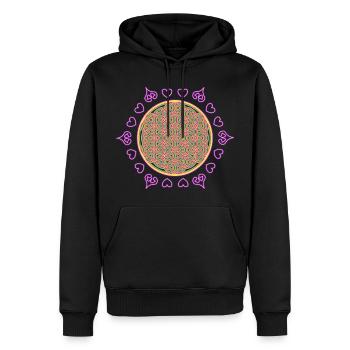 Fleur de Vie - Sweat à capuche Premium bio Homme - noir - Devant - Nico (187cm)