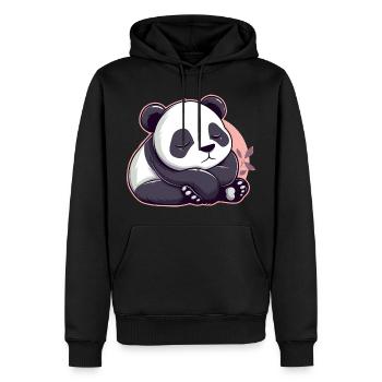 Dessin animé mignon d’un panda endormi - Design adorable - Sweat à capuche Premium bio Homme - noir - Devant - Nico (187cm)