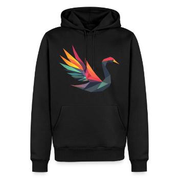 Geometric Swan with Rainbow Wings - Men’s Premium Organic Hoodie - black - Front - Nico (187cm)