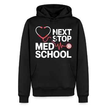 Med School Stethoscope Heart Tea - Men’s Premium Organic Hoodie - black - Front - Nico (187cm)