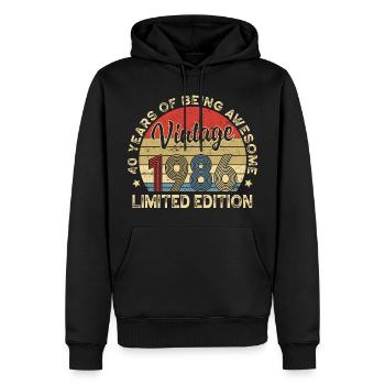 Vintage Vintage 1986 – 40e anniversaire - Sweat à capuche Premium bio Homme - noir - Devant - Nico (187cm)