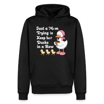 Mama versucht ihre Enten in Reihe zu halten - Männer Premium Bio Hoodie - Schwarz - Vorne - Nico (187cm)