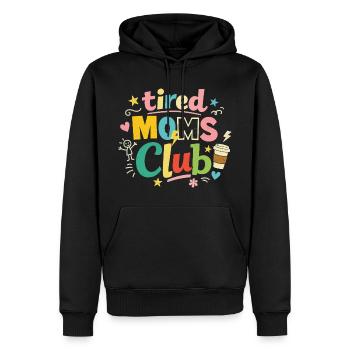 Club des mamans fatiguées - Humour des mamans cafétériques - Sweat à capuche Premium bio Homme - noir - Devant - Nico (187cm)