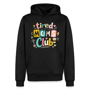 Club des mamans fatiguées - Humour des mamans cafétériques - Sweat à capuche Premium bio Homme - noir - Devant - Nico (187cm)