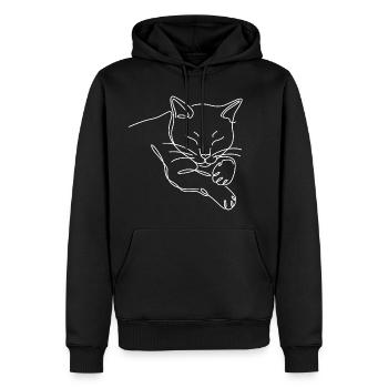 Silhouette de chat chat endormi de White Line - Sweat à capuche Premium bio Homme - noir - Devant - Nico (187cm)