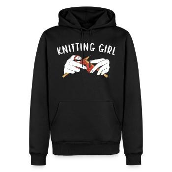 Knitting Girl Knitting - Men’s Premium Organic Hoodie - black - Front - Nico (187cm)