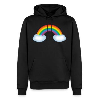 Rainbow & clouds - Sweat à capuche Premium bio Homme - noir - Devant - Nico (187cm)
