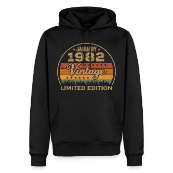 Les légendes sont nées en janvier 1982,janvier 1982 - Sweat à capuche Premium bio Homme - noir - Devant - Nico (187cm)