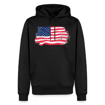USA Flag - Vintage Look - Sweat à capuche Premium bio Homme - noir - Devant - Nico (187cm)