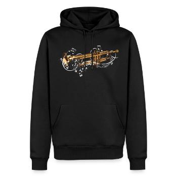 Musique avec trompette comme instrument à vent et notes - Sweat à capuche Premium bio Homme - noir - Devant - Nico (187cm)