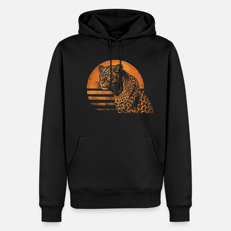 Leopard Retro - Männer Premium Bio Hoodie - Schwarz