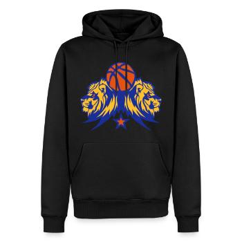 Löwen-Logo Basketball Ballsportarten im Jahr 1710 - Männer Premium Bio Hoodie - Schwarz - Vorne - Nico (187cm)
