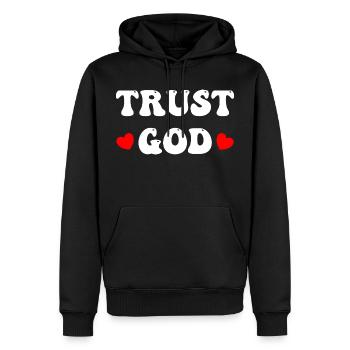 Trust God - Männer Premium Bio Hoodie - Schwarz - Vorne - Nico (187cm)