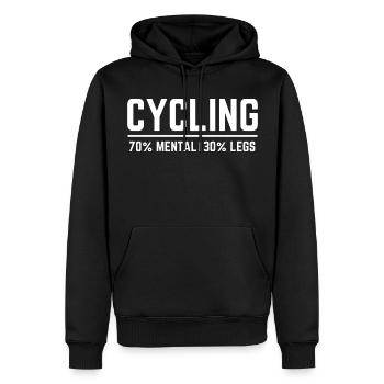 Cycling. Fahrrad Spruch. Mental. Legs. Radfahren - Männer Premium Bio Hoodie - Schwarz - Vorne - Nico (187cm)
