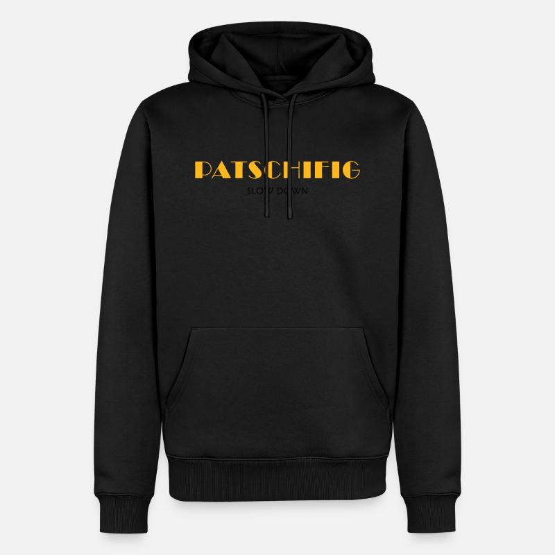 PATSCHIFIG slow down - Männer Premium Bio Hoodie - Schwarz