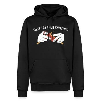 First Tea Then Knitting - Men’s Premium Organic Hoodie - black - Front - Nico (187cm)