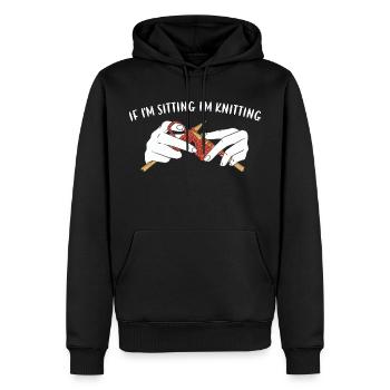 Si je suis assise, je tricote - Sweat à capuche Premium bio Homme - noir - Devant - Nico (187cm)