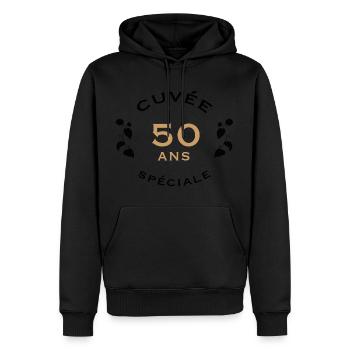 Cuvée spéciale 50ans - Sweat à capuche Premium bio Homme - noir - Devant - Nico (187cm)